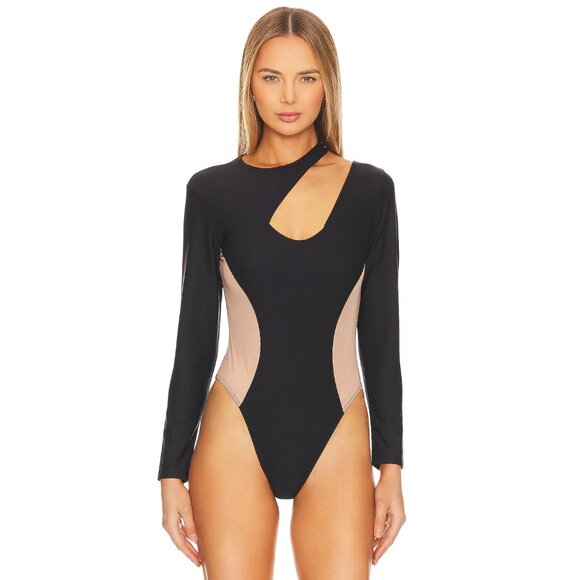 Hanky Panky Tease Bodysuit w/ Cut Outs in Black & Nude S - Picture 2 of 5